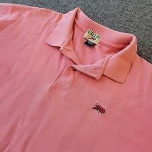 Perlis Polo Shirt Men's Large Pink Crawfish Cotton New Orleans Made in USA